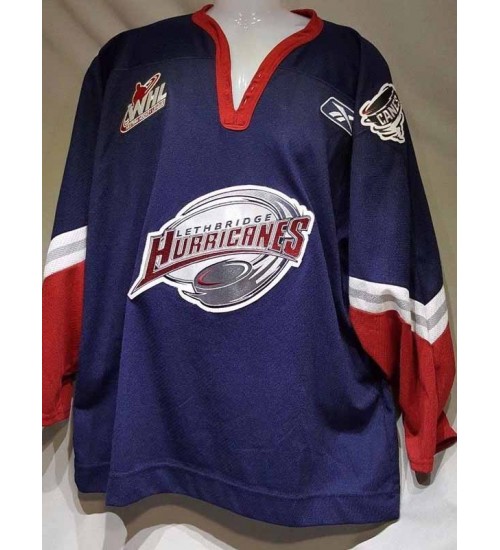 Custom WHL Lethbridge Hurricanes 2003 08 Road Hockey Jersey Navy